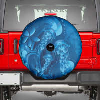 Blue Gradient Polynesia Jellyfish Spare Tire Cover Plumeria Polynesian Tattoo Glowing Vibes