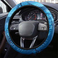 Blue Gradient Polynesia Jellyfish Steering Wheel Cover Plumeria Polynesian Tattoo Glowing Vibes
