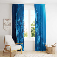 Blue Gradient Polynesia Jellyfish Window Curtain Plumeria Polynesian Tattoo Glowing Vibes
