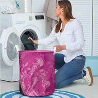Pink Gradient Polynesia Jellyfish Laundry Basket Plumeria Polynesian Tattoo Glowing Vibes LT14 - Polynesian Pride