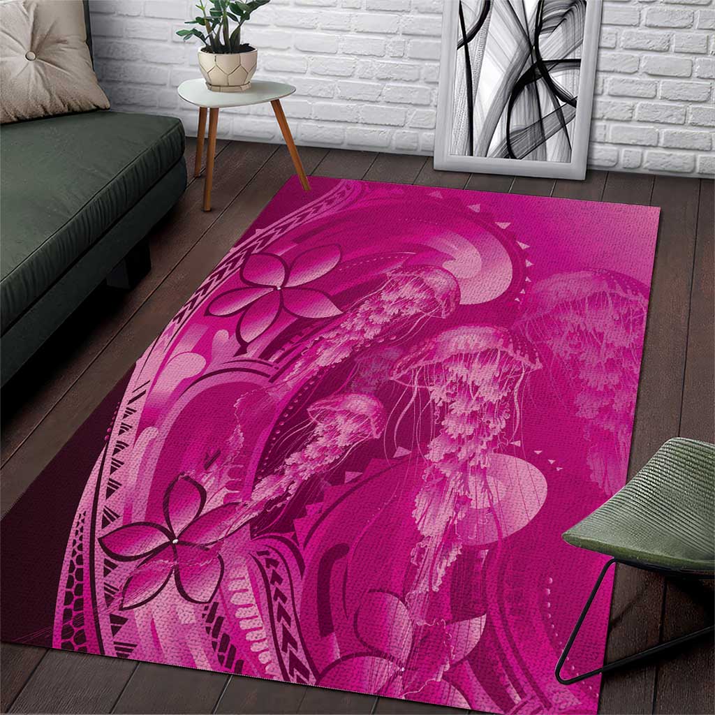 Pink Gradient Polynesia Jellyfish Area Rug Plumeria Polynesian Tattoo Glowing Vibes LT14 Pink - Polynesian Pride