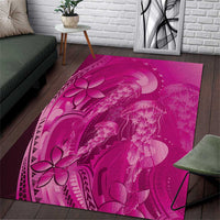 Pink Gradient Polynesia Jellyfish Area Rug Plumeria Polynesian Tattoo Glowing Vibes LT14 Pink - Polynesian Pride