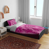Pink Gradient Polynesia Jellyfish Bedding Set Plumeria Polynesian Tattoo Glowing Vibes