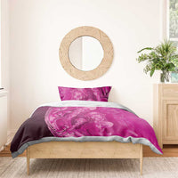 Pink Gradient Polynesia Jellyfish Bedding Set Plumeria Polynesian Tattoo Glowing Vibes