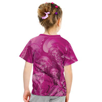 Pink Gradient Polynesia Jellyfish Kid T Shirt Plumeria Polynesian Tattoo Glowing Vibes LT14 - Polynesian Pride