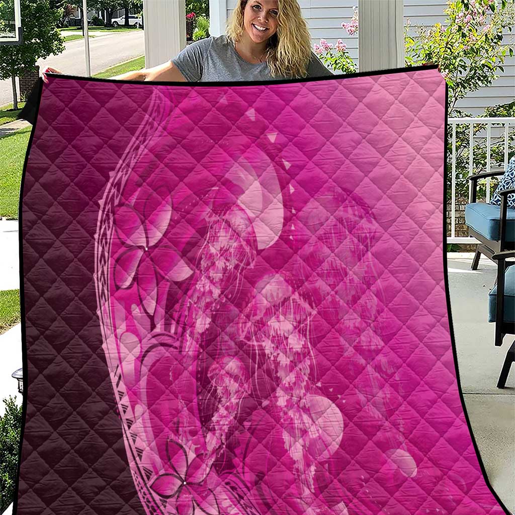 Pink Gradient Polynesia Jellyfish Quilt Plumeria Polynesian Tattoo Glowing Vibes LT14 Pink - Polynesian Pride