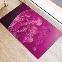 Pink Gradient Polynesia Jellyfish Rubber Doormat Plumeria Polynesian Tattoo Glowing Vibes LT14 - Polynesian Pride