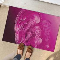 Pink Gradient Polynesia Jellyfish Rubber Doormat Plumeria Polynesian Tattoo Glowing Vibes LT14 - Polynesian Pride