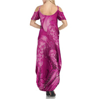 Pink Gradient Polynesia Jellyfish Summer Maxi Dress Plumeria Polynesian Tattoo Glowing Vibes