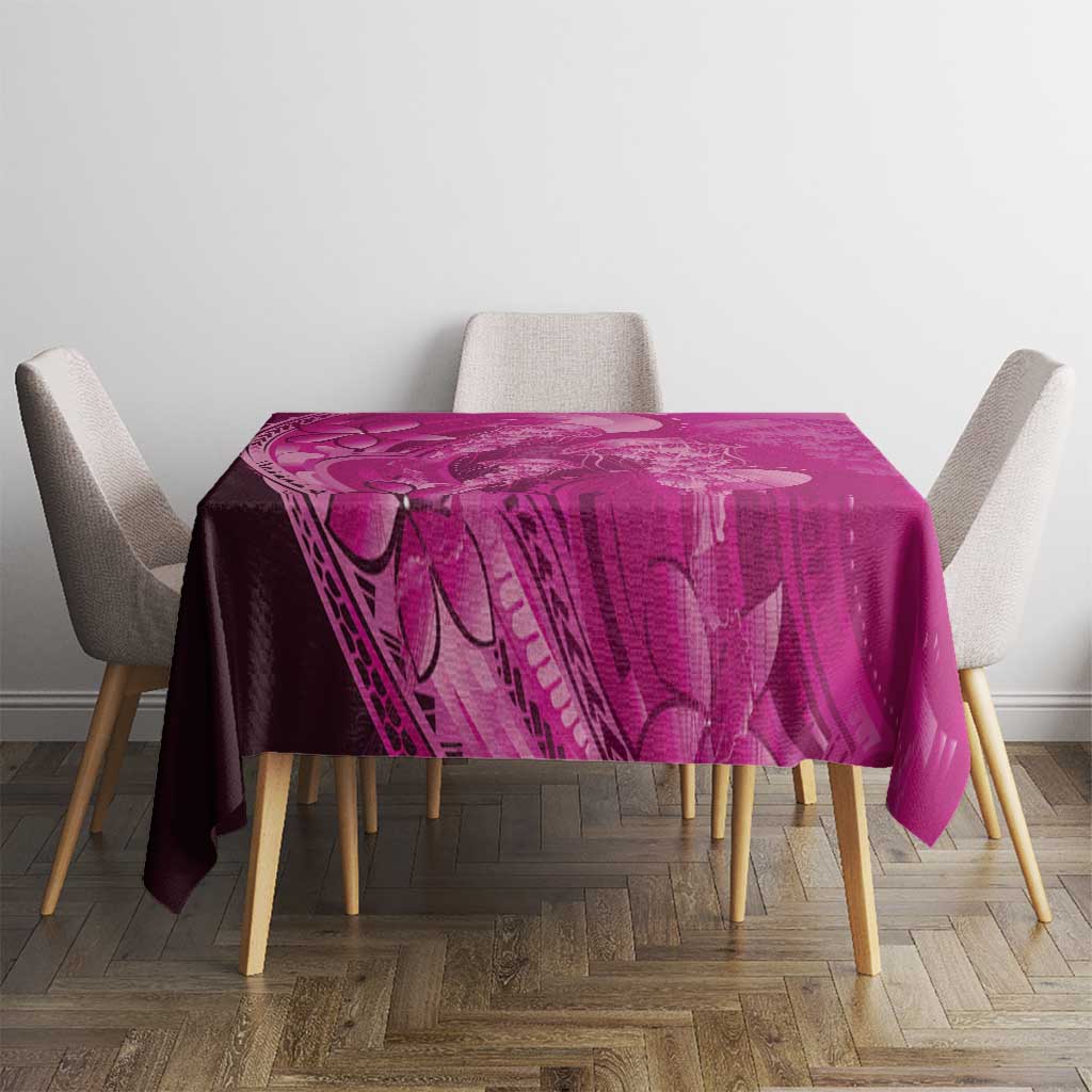 Pink Gradient Polynesia Jellyfish Tablecloth Plumeria Polynesian Tattoo Glowing Vibes LT14 - Polynesian Pride