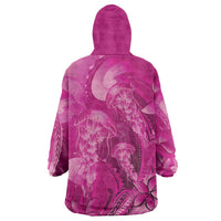 Pink Gradient Polynesia Jellyfish Wearable Blanket Hoodie Plumeria Polynesian Tattoo Glowing Vibes LT14 - Polynesian Pride