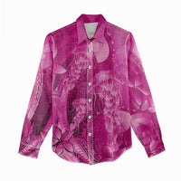 Pink Gradient Polynesia Jellyfish Women Casual Shirt Plumeria Polynesian Tattoo Glowing Vibes LT14 - Polynesian Pride