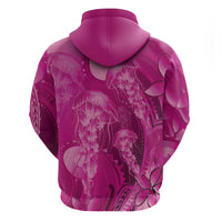 Pink Gradient Polynesia Jellyfish Zip Hoodie Plumeria Polynesian Tattoo Glowing Vibes