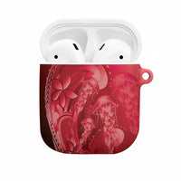 Red Gradient Polynesia Jellyfish AirPods Case Plumeria Polynesian Tattoo Glowing Vibes