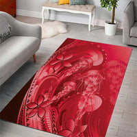 Red Gradient Polynesia Jellyfish Area Rug Plumeria Polynesian Tattoo Glowing Vibes LT14 - Polynesian Pride