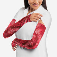 Red Gradient Polynesia Jellyfish Arm Sleeves Plumeria Polynesian Tattoo Glowing Vibes LT14 - Polynesian Pride