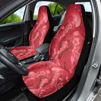 Red Gradient Polynesia Jellyfish Car Seat Cover Plumeria Polynesian Tattoo Glowing Vibes