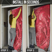 Red Gradient Polynesia Jellyfish Door Cover Plumeria Polynesian Tattoo Glowing Vibes