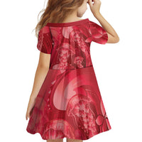 Red Gradient Polynesia Jellyfish Family Matching Off Shoulder Short Dress and Hawaiian Shirt Plumeria Polynesian Tattoo Glowing Vibes