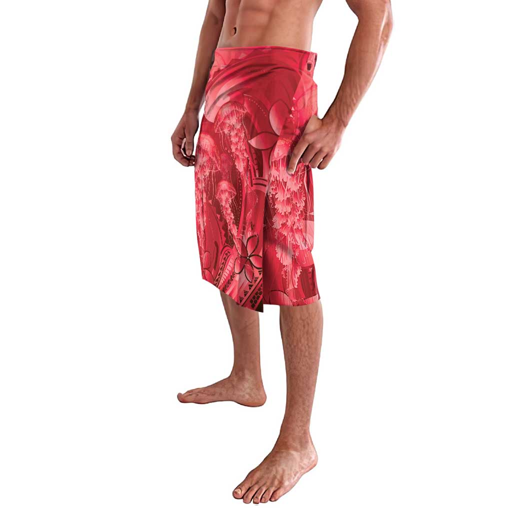 Red Gradient Polynesia Jellyfish Lavalava Plumeria Polynesian Tattoo Glowing Vibes LT14 - Polynesian Pride