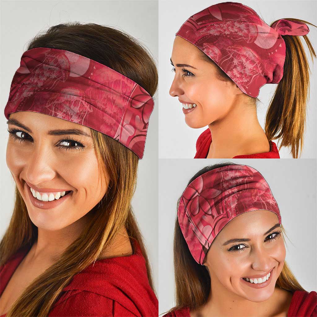 Red Gradient Polynesia Jellyfish Neck Gaiter Plumeria Polynesian Tattoo Glowing Vibes LT14 - Polynesian Pride