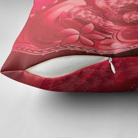 Red Gradient Polynesia Jellyfish Pillow Cover Plumeria Polynesian Tattoo Glowing Vibes