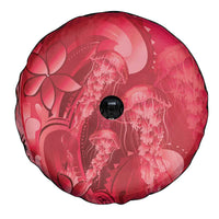 Red Gradient Polynesia Jellyfish Spare Tire Cover Plumeria Polynesian Tattoo Glowing Vibes