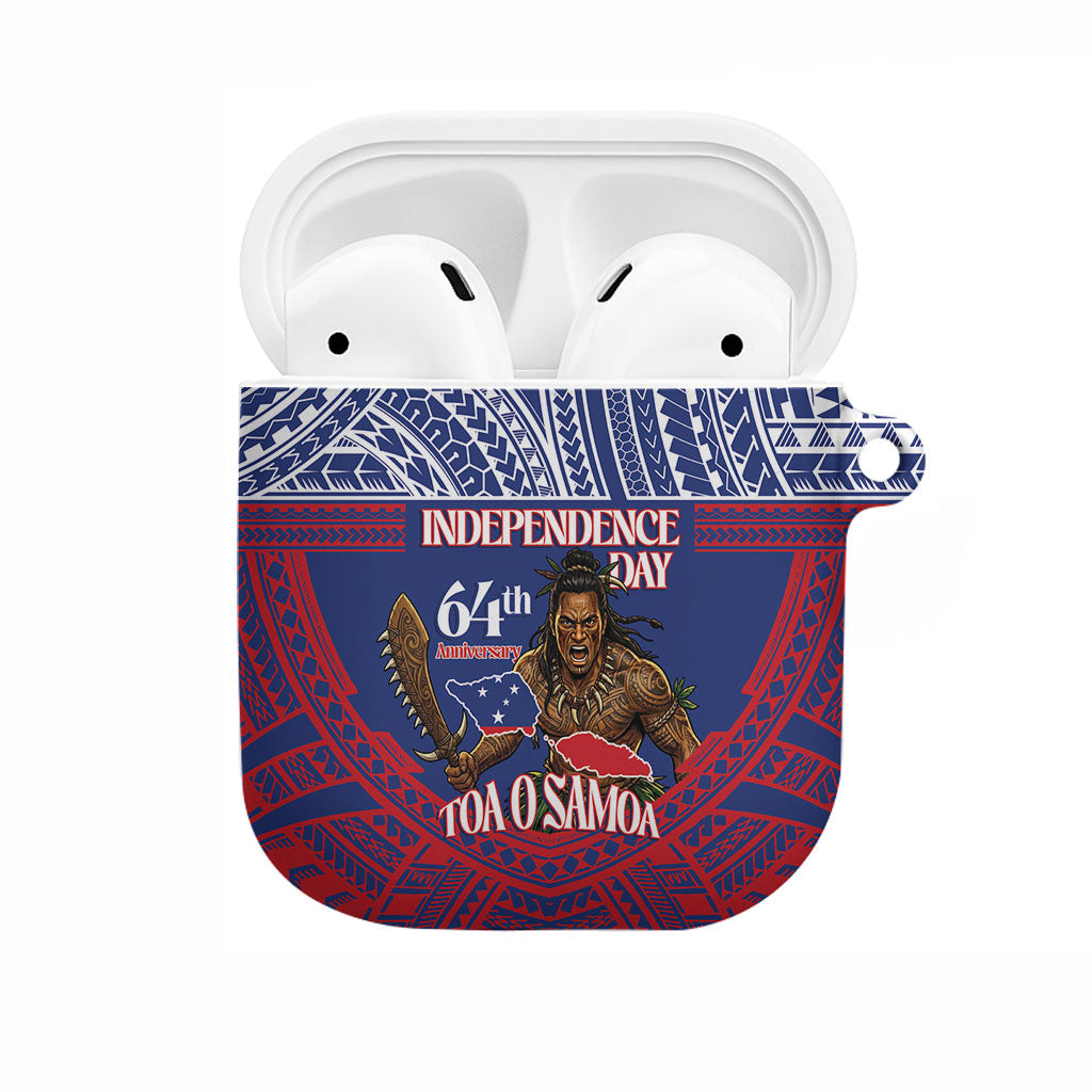 Samoa Independence Day AirPods Case 64th Anniversary Toa O Samoa LT14 Blue - Polynesian Pride