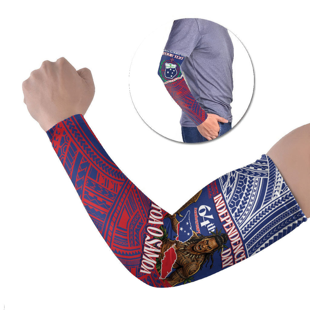 Personalised Samoa Independence Day Arm Sleeves 64th Anniversary Toa O Samoa LT14 Set of 2 Blue - Polynesian Pride