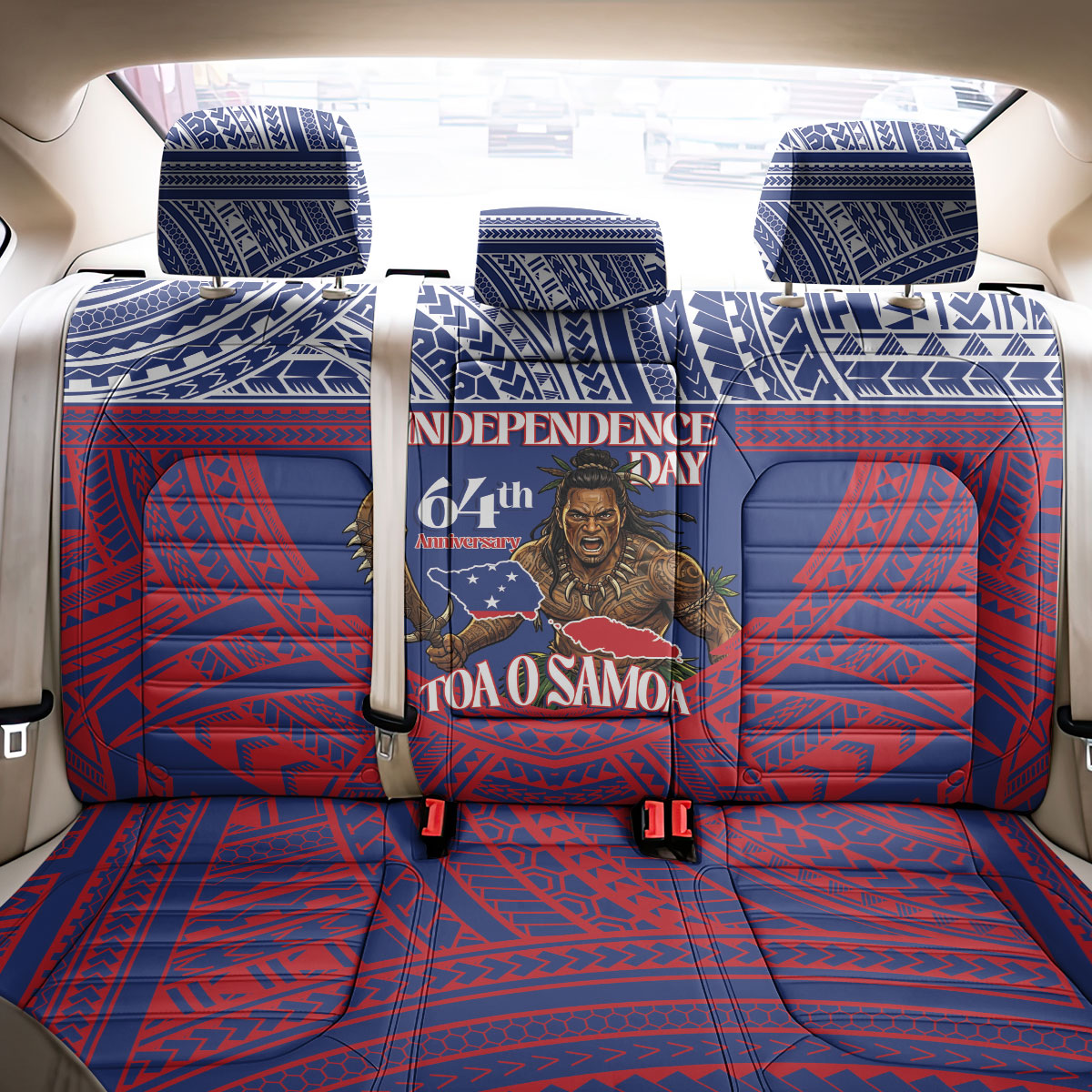 Samoa Independence Day Back Car Seat Cover 64th Anniversary Toa O Samoa LT14 - Polynesian Pride