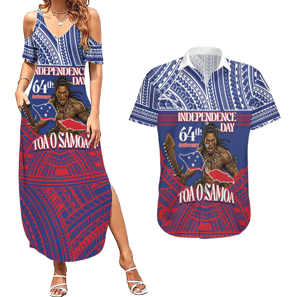 Personalised Samoa Independence Day Couples Matching Summer Maxi Dress and Hawaiian Shirt 64th Anniversary Toa O Samoa