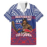 Personalised Samoa Independence Day Family Matching Off The Shoulder Long Sleeve Dress and Hawaiian Shirt 64th Anniversary Toa O Samoa LT14 Dad's Shirt - Short Sleeve Blue - Polynesian Pride