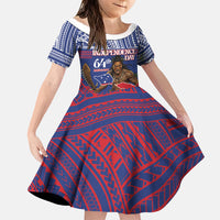 Personalised Samoa Independence Day Family Matching Tank Maxi Dress and Hawaiian Shirt 64th Anniversary Toa O Samoa LT14 Daughter's Dress Blue - Polynesian Pride