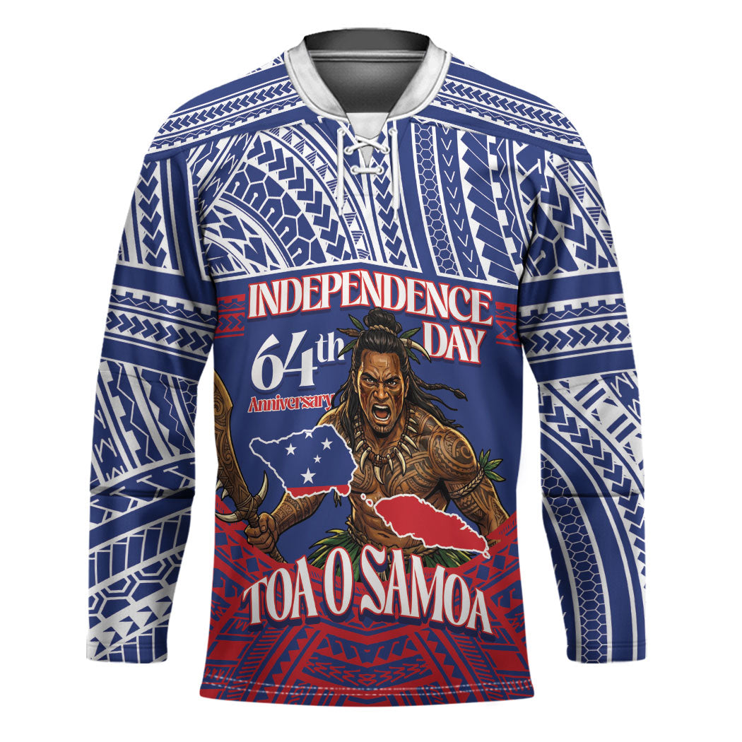 Personalised Samoa Independence Day Hockey Jersey 64th Anniversary Toa O Samoa LT14 Unisex Blue - Polynesian Pride