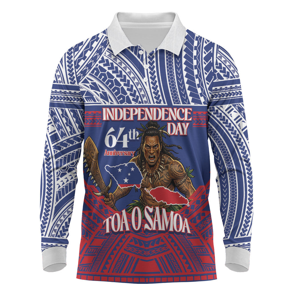 Personalised Samoa Independence Day Long Sleeve Polo Shirt 64th Anniversary Toa O Samoa