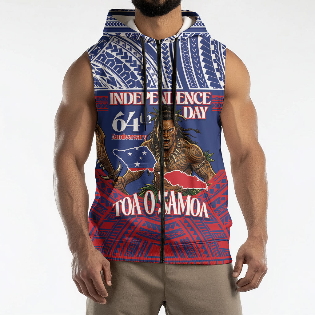 Personalised Samoa Independence Day Sleeveless Zip Hoodie 64th Anniversary Toa O Samoa LT14 - Polynesian Pride