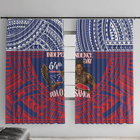Samoa Independence Day Window Curtain 64th Anniversary Toa O Samoa LT14 With Hooks Blue - Polynesian Pride
