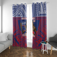 Samoa Independence Day Window Curtain 64th Anniversary Toa O Samoa LT14 With Grommets Blue - Polynesian Pride