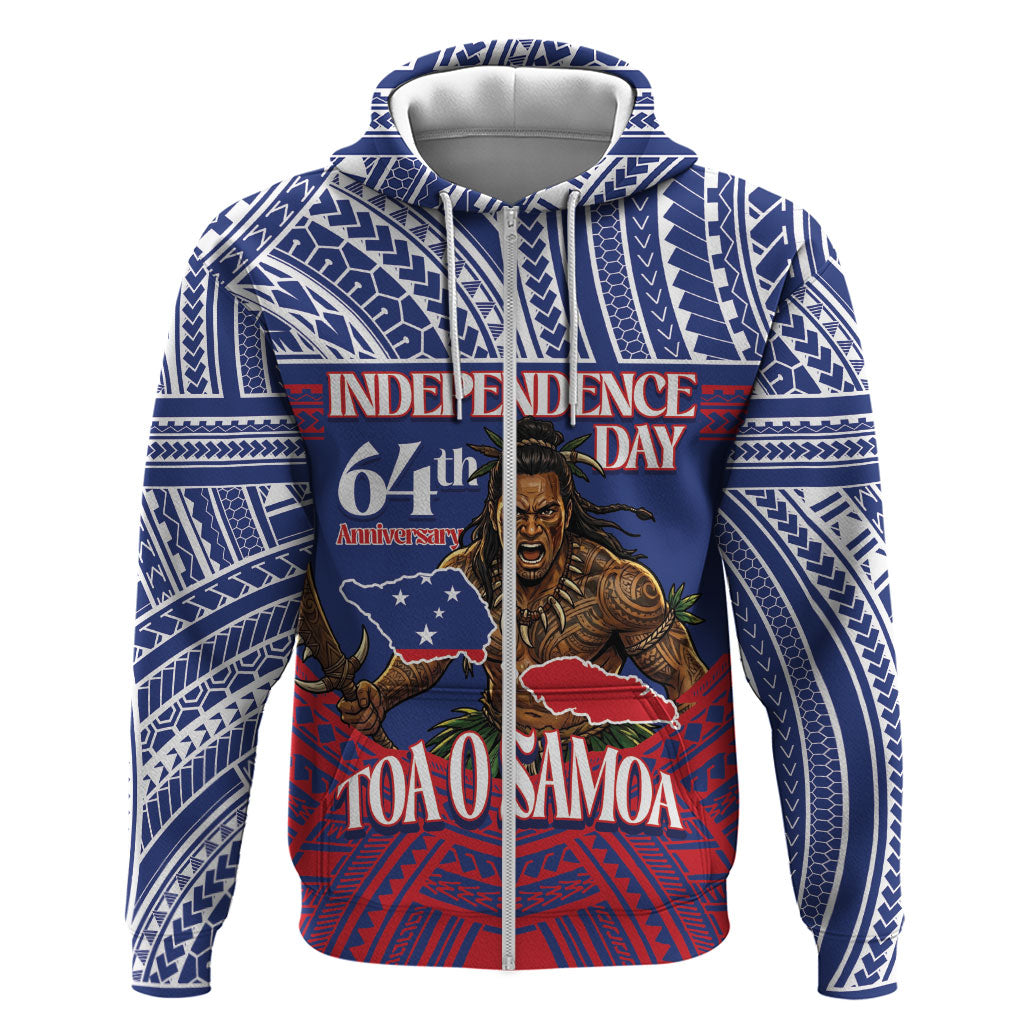 Personalised Samoa Independence Day Zip Hoodie 64th Anniversary Toa O Samoa