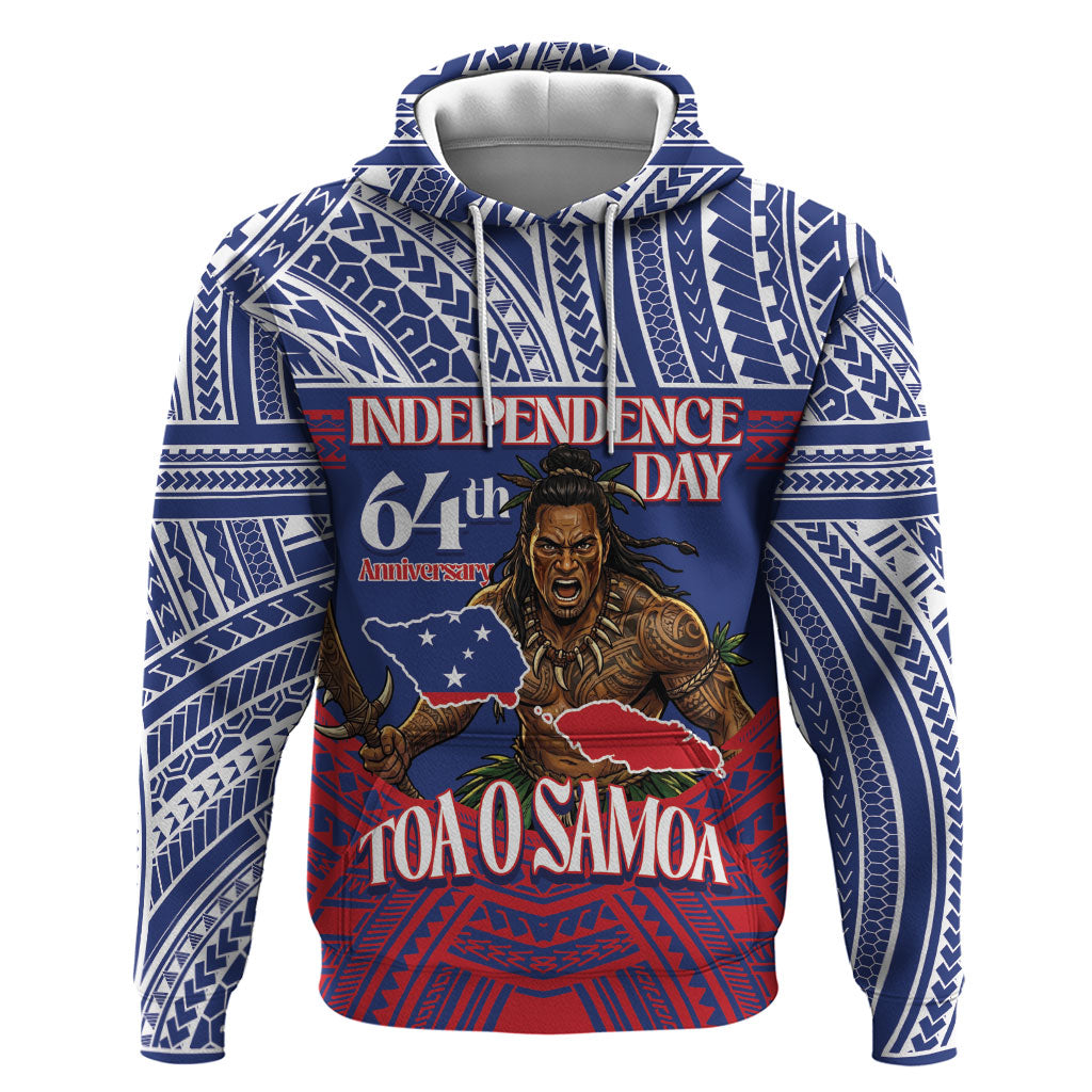 Personalised Samoa Independence Day Zip Hoodie 64th Anniversary Toa O Samoa LT14 Pullover Hoodie Blue - Polynesian Pride