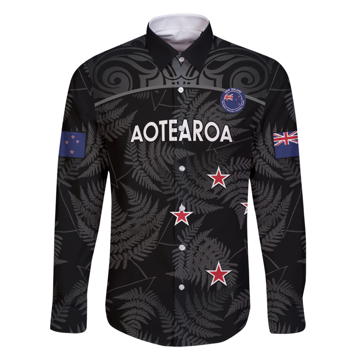 Custom New Zealand Silver Fern Football Family Matching Long Sleeve Bodycon Dress and Hawaiian Shirt Summer 2024 Olympic Go Aotearoa LT14 Dad's Shirt - Long Sleeve Black - Polynesian Pride