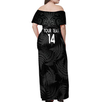 Custom New Zealand Silver Fern Football Off Shoulder Maxi Dress Summer 2024 Olympic Go Aotearoa LT14 - Polynesian Pride