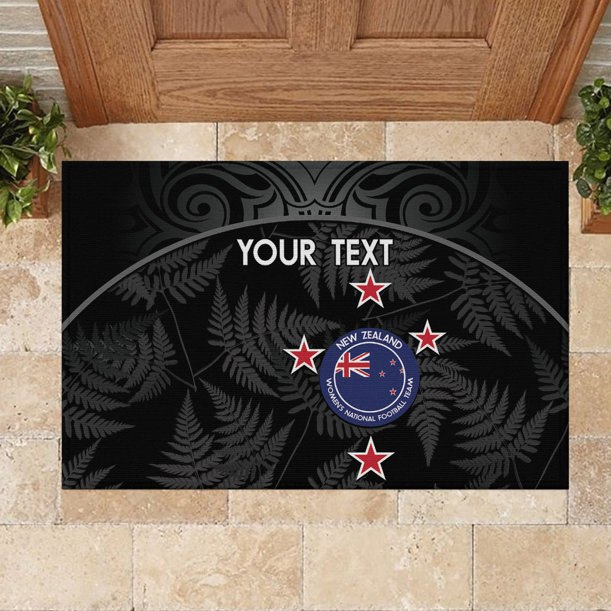Custom New Zealand Silver Fern Football Rubber Doormat Summer 2024 Olympic Go Aotearoa