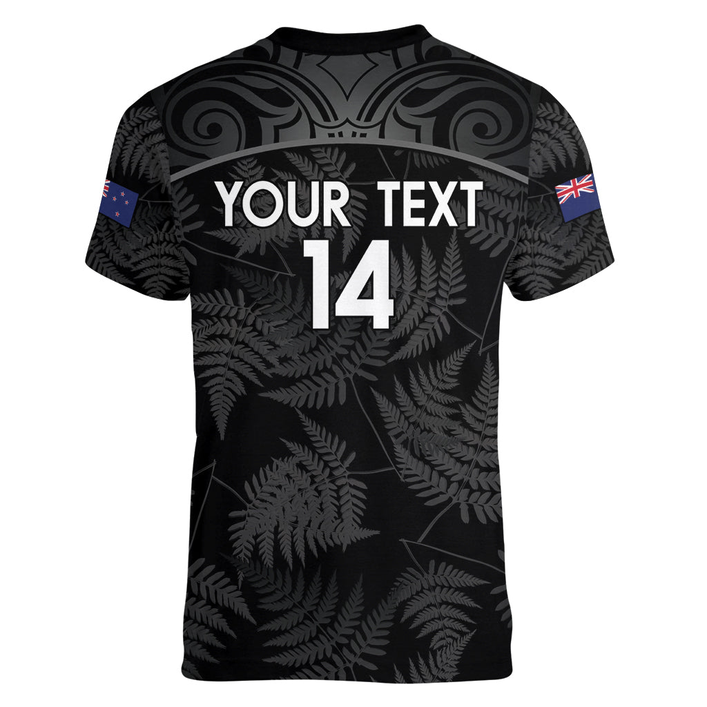 Custom New Zealand Silver Fern Football Women V-Neck T-Shirt Summer 2024 Olympic Go Aotearoa