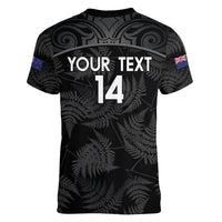 Custom New Zealand Silver Fern Football Women V-Neck T-Shirt Summer 2024 Olympic Go Aotearoa