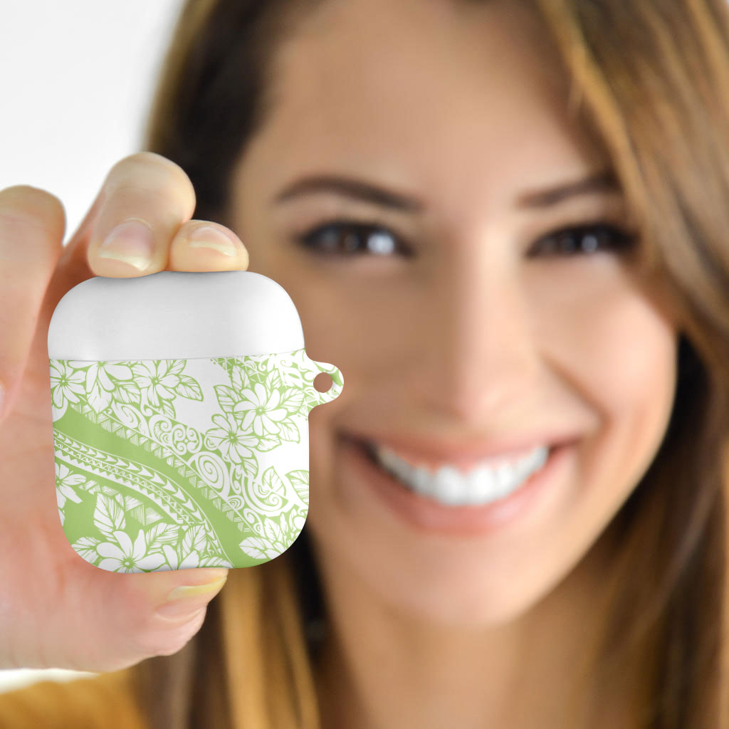 Polynesian Tiare Flower Sage Green Pastel AirPods Case