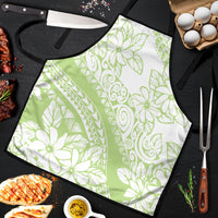 Polynesian Tiare Flower Sage Green Pastel Apron