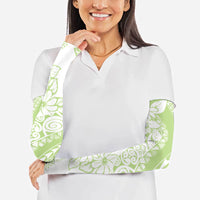 Polynesian Tiare Flower Sage Green Pastel Arm Sleeves