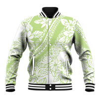 Polynesian Tiare Flower Sage Green Pastel Baseball Jacket