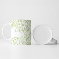 Polynesian Tiare Flower Sage Green Pastel Ceramic Mug